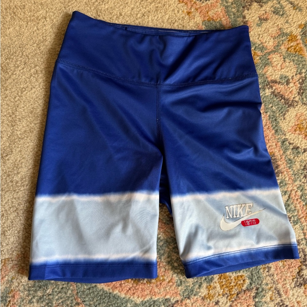Nike Blue and White Biker Shorts